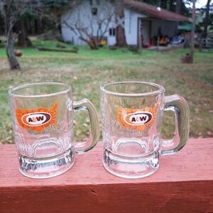 (2) Vintage A&W Root Beer Handled Mug - Small (3.25" TALL) WITH DEFECT